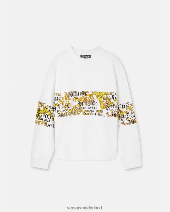 Versace Couture-sweatshirt met logo Heren goud en wit kleding J2T4F42408