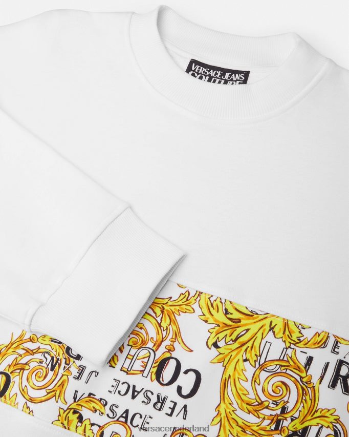 Versace Couture-sweatshirt met logo Heren goud en wit kleding J2T4F42408