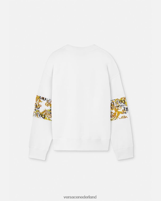 Versace Couture-sweatshirt met logo Heren goud en wit kleding J2T4F42408