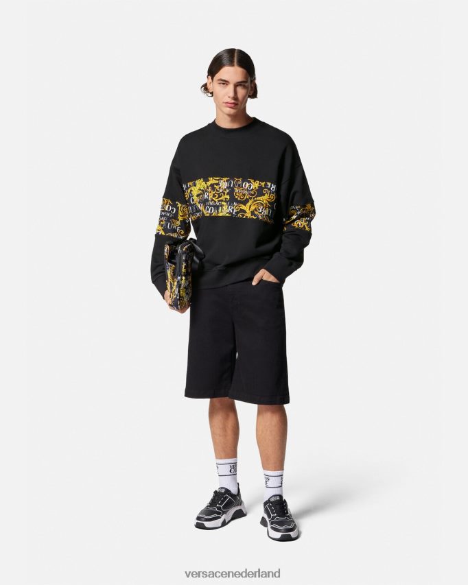Versace Couture-sweatshirt met logo Heren zwart goud kleding J2T4F42407