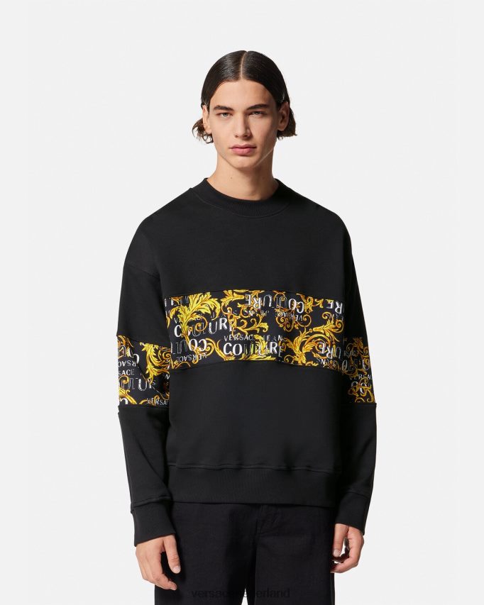 Versace Couture-sweatshirt met logo Heren zwart goud kleding J2T4F42407