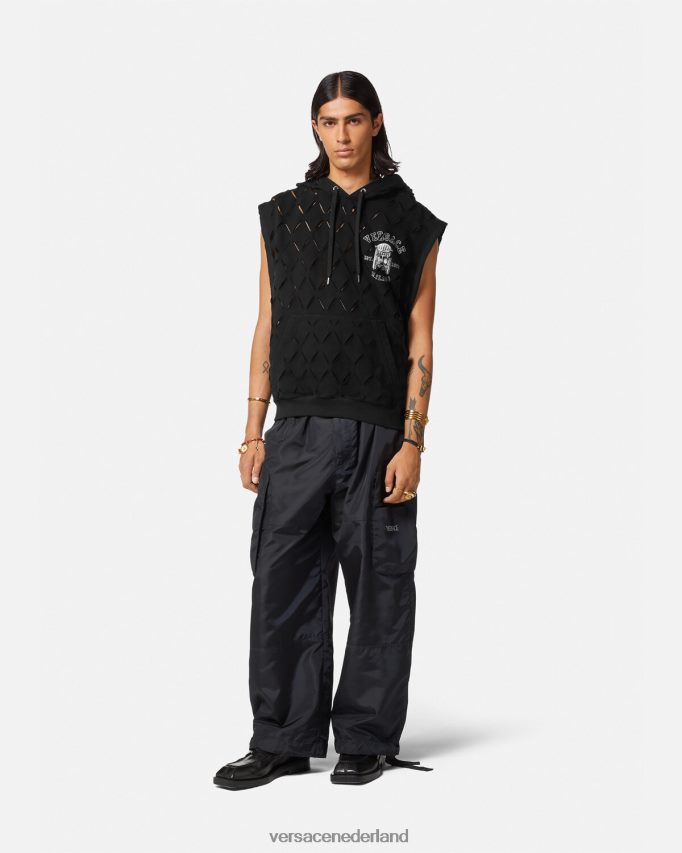 Versace Gesneden hoodie met La Maschera-logo Heren zwart kleding J2T4F41423