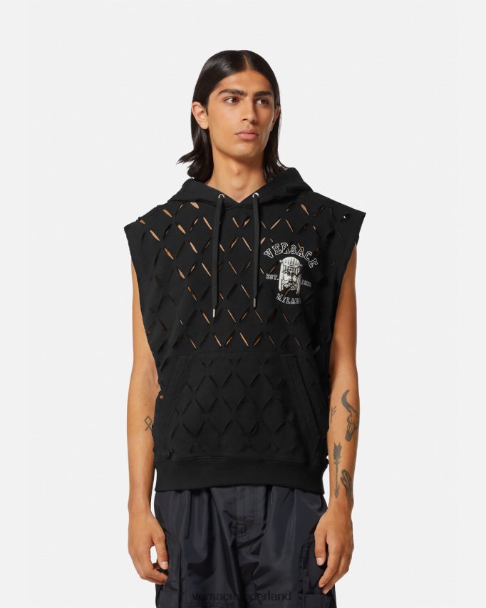 Versace Gesneden hoodie met La Maschera-logo Heren zwart kleding J2T4F41423