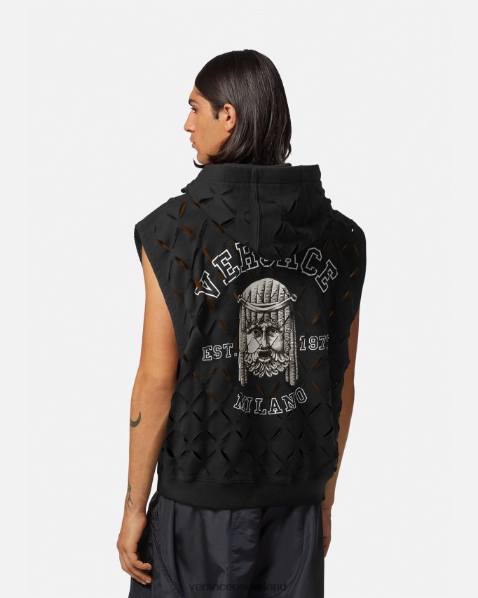 Versace Gesneden hoodie met La Maschera-logo Heren zwart kleding J2T4F41423