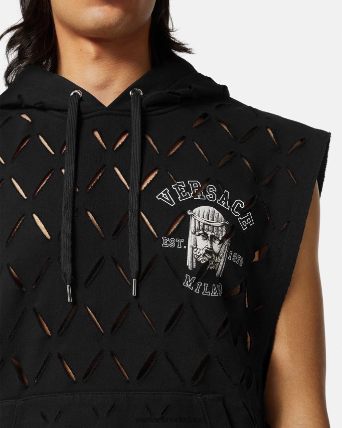 Versace Gesneden hoodie met La Maschera-logo Heren zwart kleding J2T4F41423