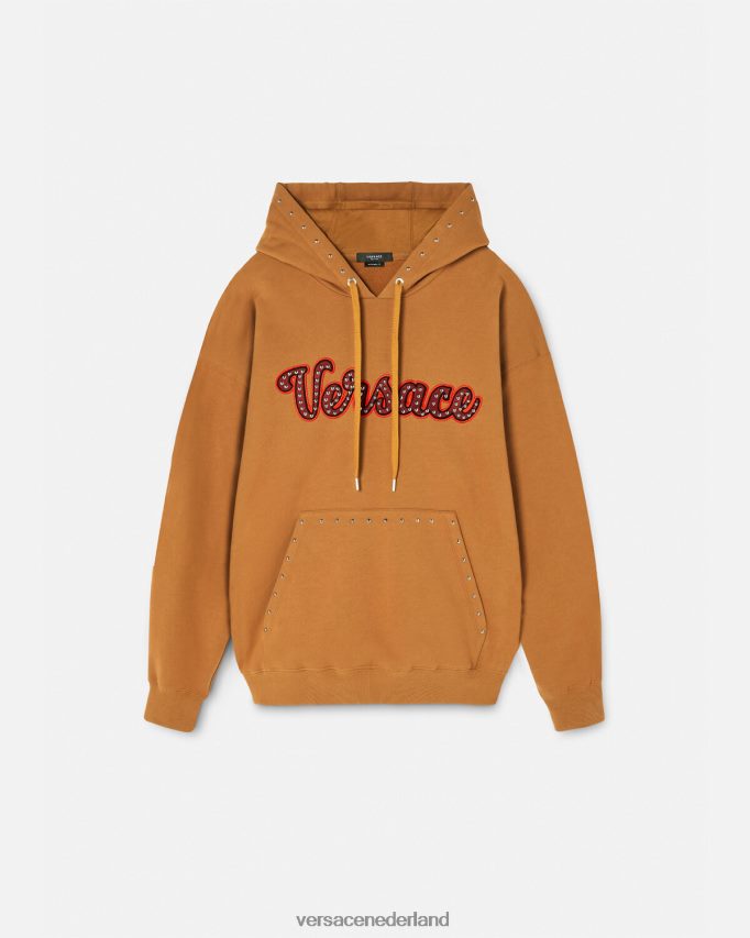 Versace Hoodie met varsity-logo en studs Heren oranje kleding J2T4F41426