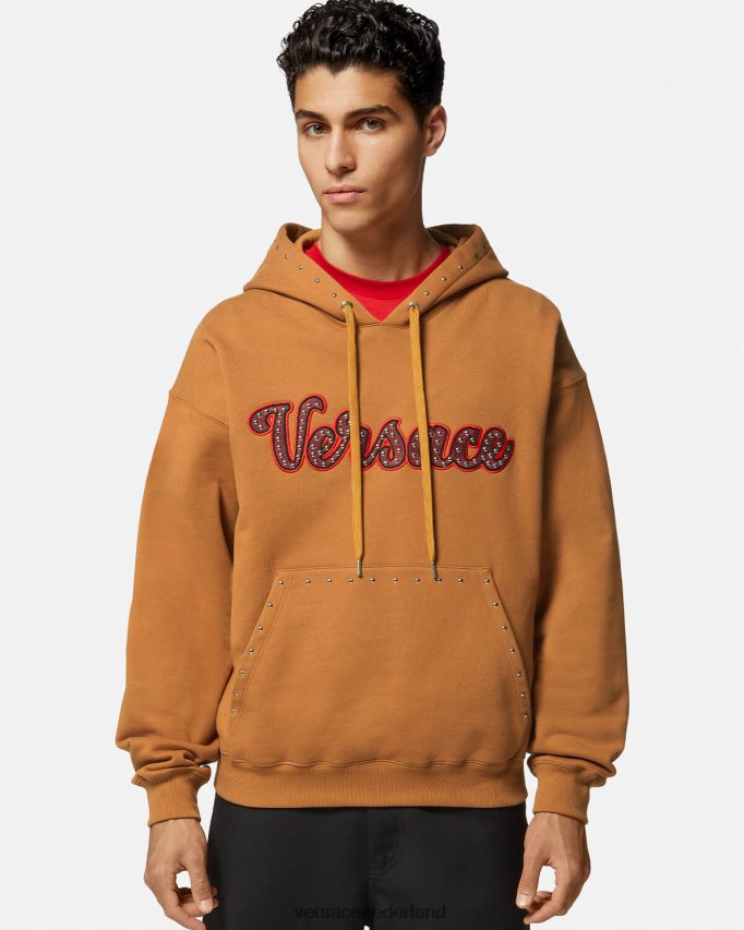 Versace Hoodie met varsity-logo en studs Heren oranje kleding J2T4F41426