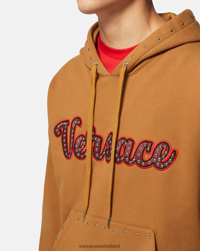 Versace Hoodie met varsity-logo en studs Heren oranje kleding J2T4F41426