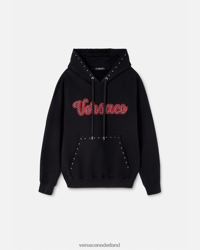 Versace Hoodie met varsity-logo en studs Heren zwart kleding J2T4F41425