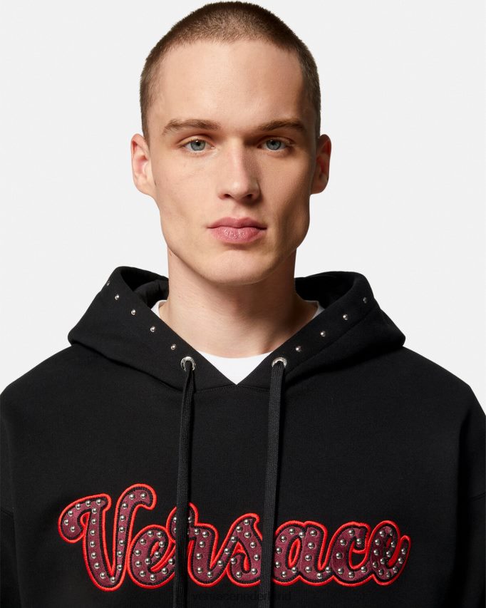 Versace Hoodie met varsity-logo en studs Heren zwart kleding J2T4F41425