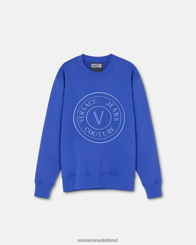 Versace Sweatshirt met geborduurd V-embleem Heren blauw kleding J2T4F42413