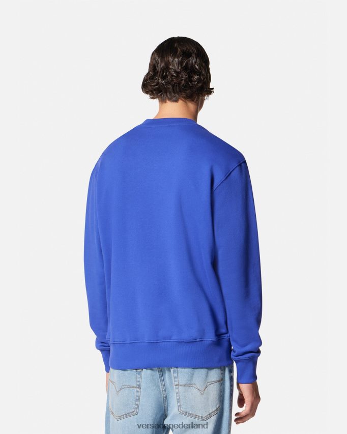 Versace Sweatshirt met geborduurd V-embleem Heren blauw kleding J2T4F42413