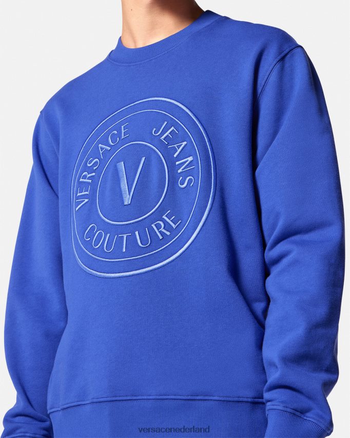 Versace Sweatshirt met geborduurd V-embleem Heren blauw kleding J2T4F42413