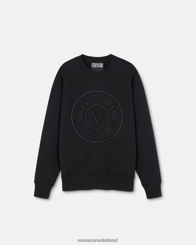 Versace Sweatshirt met geborduurd V-embleem Heren zwart kleding J2T4F42412