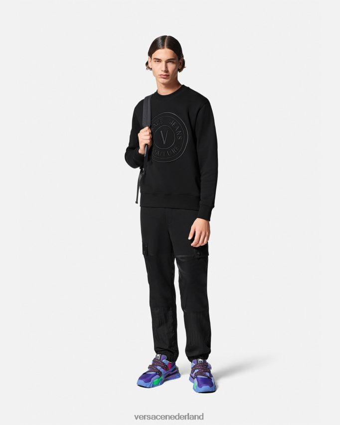Versace Sweatshirt met geborduurd V-embleem Heren zwart kleding J2T4F42412