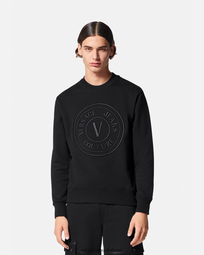 Versace Sweatshirt met geborduurd V-embleem Heren zwart kleding J2T4F42412