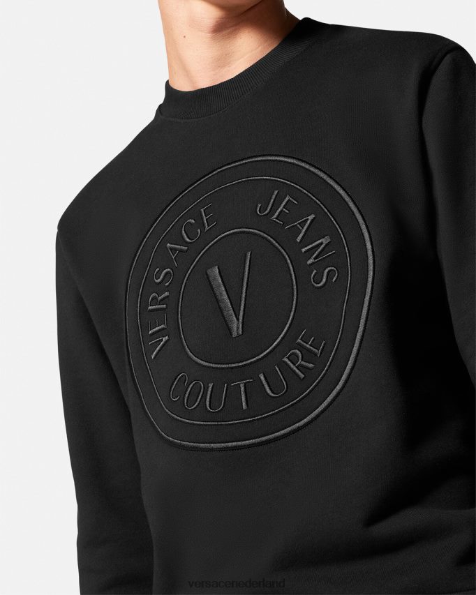 Versace Sweatshirt met geborduurd V-embleem Heren zwart kleding J2T4F42412