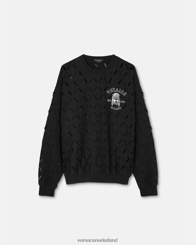 Versace Sweatshirt met gesneden La Maschera-logo Heren zwart kleding J2T4F41422