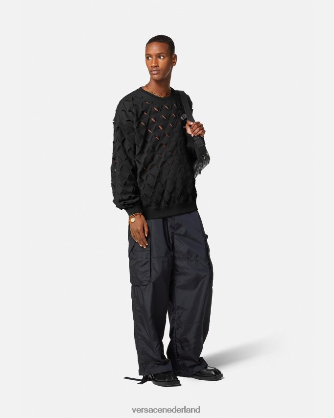 Versace Sweatshirt met gesneden La Maschera-logo Heren zwart kleding J2T4F41422