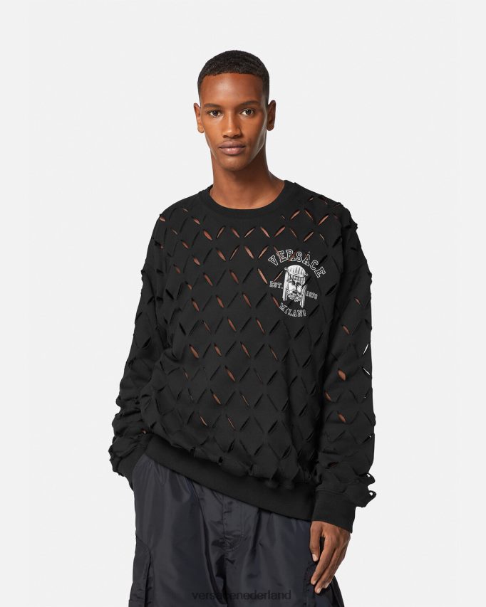 Versace Sweatshirt met gesneden La Maschera-logo Heren zwart kleding J2T4F41422
