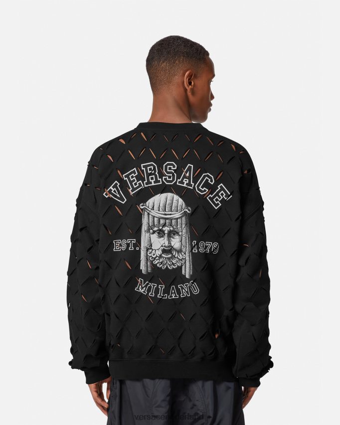 Versace Sweatshirt met gesneden La Maschera-logo Heren zwart kleding J2T4F41422
