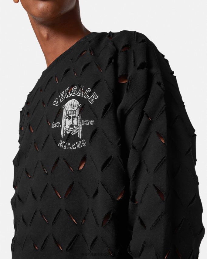 Versace Sweatshirt met gesneden La Maschera-logo Heren zwart kleding J2T4F41422