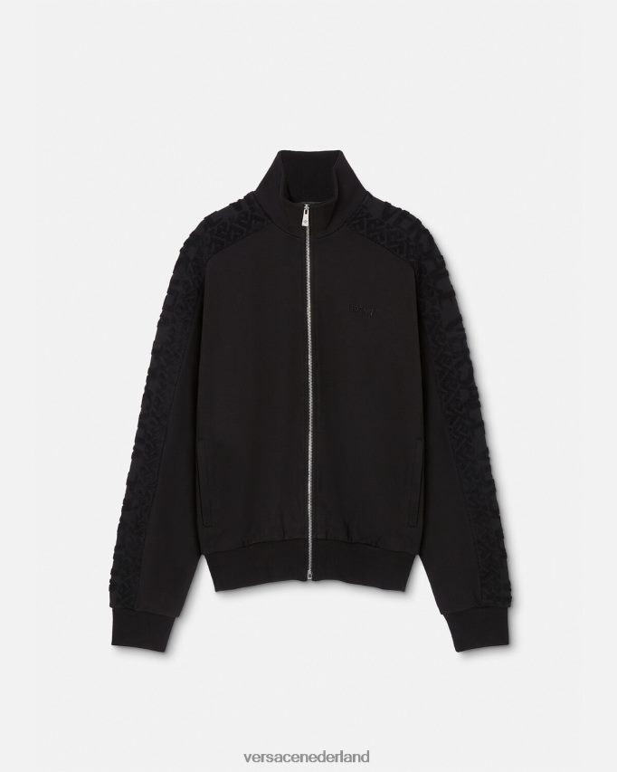 Versace Sweatshirt van badstof met rits en logo Heren zwart kleding J2T4F41427