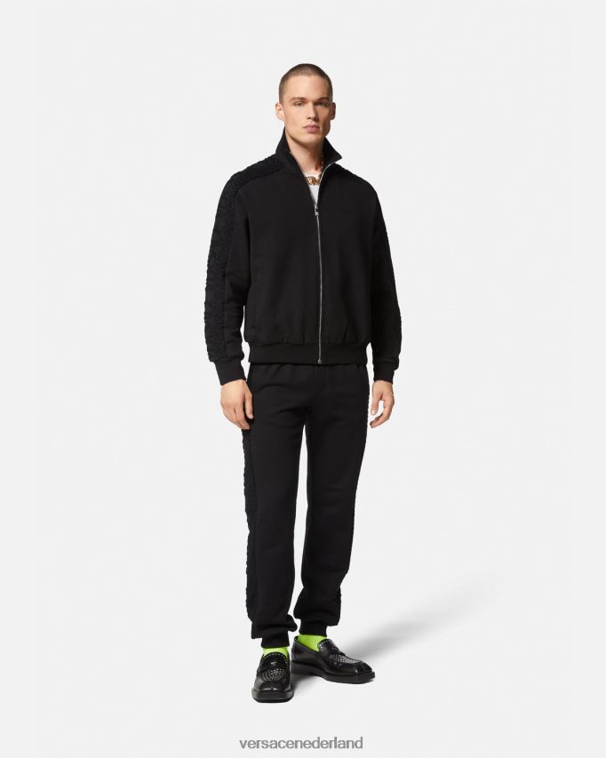 Versace Sweatshirt van badstof met rits en logo Heren zwart kleding J2T4F41427