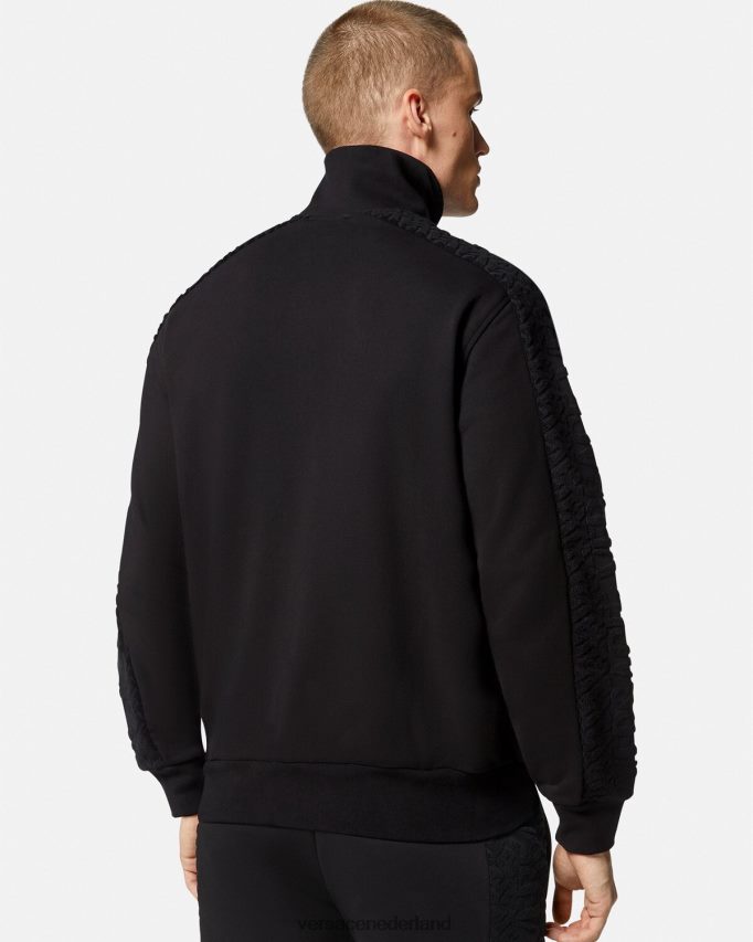 Versace Sweatshirt van badstof met rits en logo Heren zwart kleding J2T4F41427