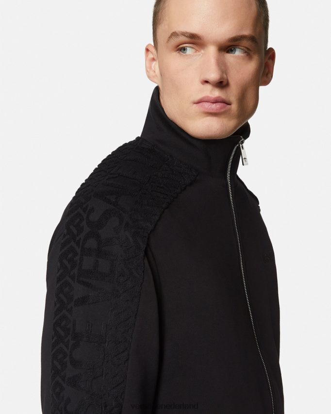 Versace Sweatshirt van badstof met rits en logo Heren zwart kleding J2T4F41427