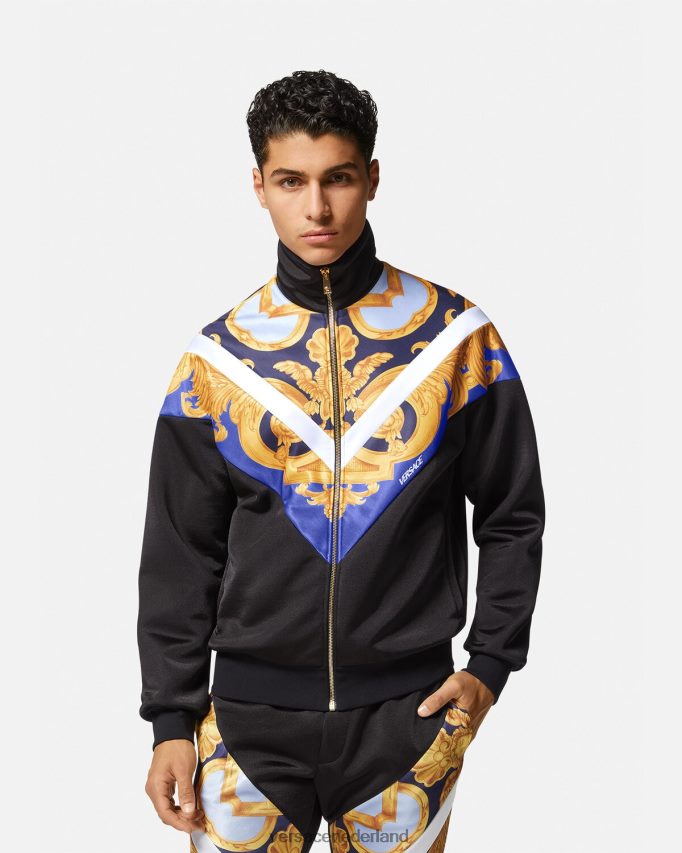 Versace barocco 660 sweatshirt met rits Heren blauw en goud kleding J2T4F41417