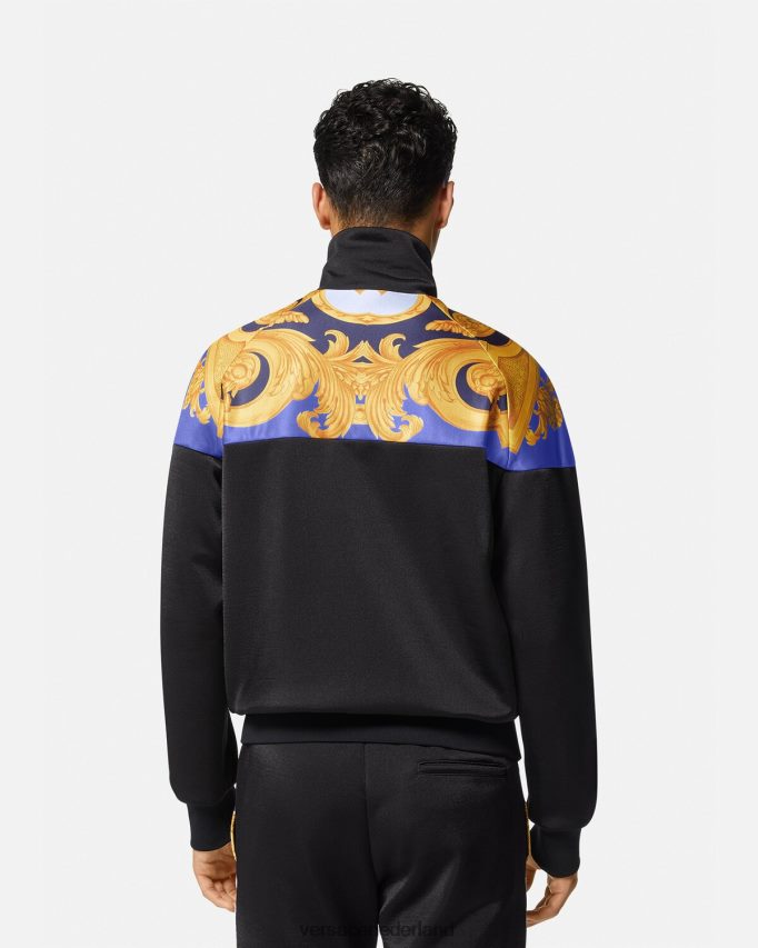 Versace barocco 660 sweatshirt met rits Heren blauw en goud kleding J2T4F41417