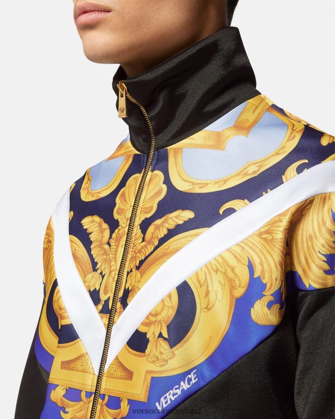 Versace barocco 660 sweatshirt met rits Heren blauw en goud kleding J2T4F41417