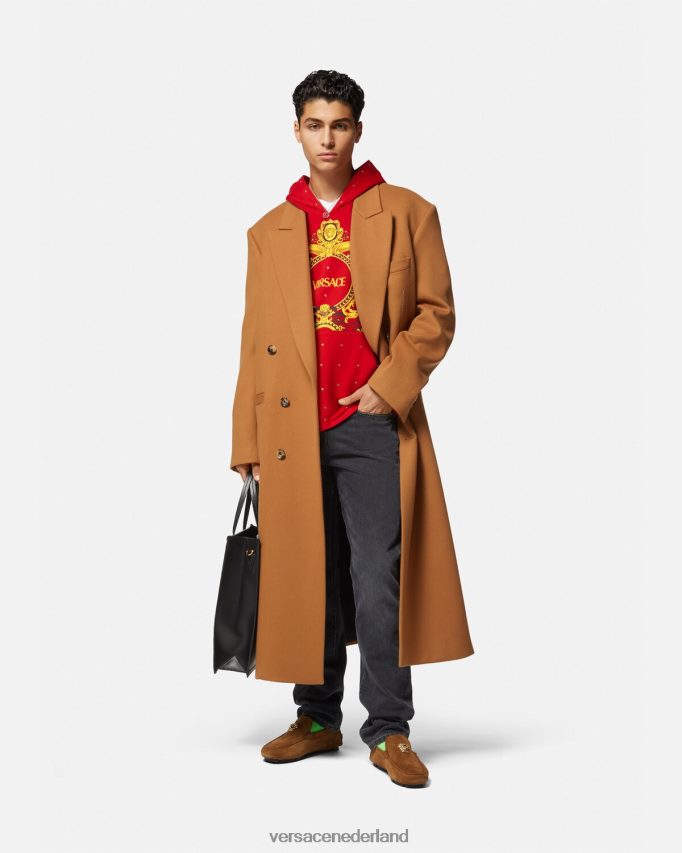 Versace barokke hoodie met kristallen raster Heren rood kleding J2T4F41421