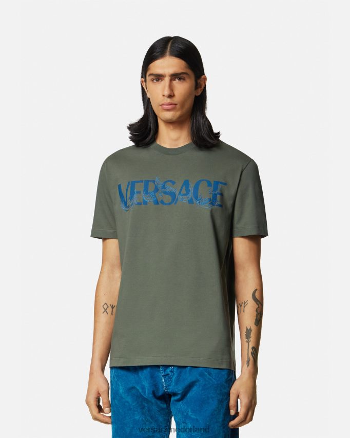 Versace Barocco silhouet logo t-shirt Heren groente kleding J2T4F41368
