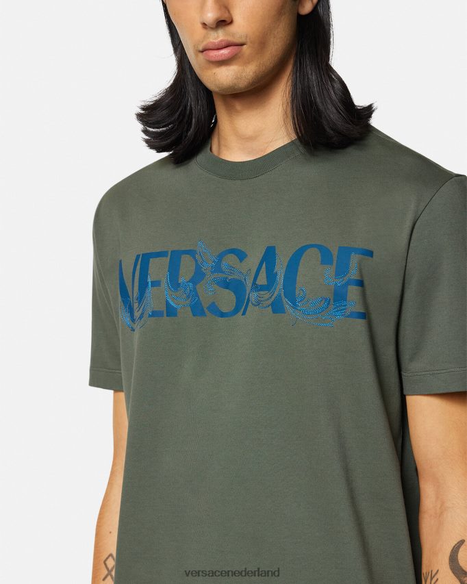 Versace Barocco silhouet logo t-shirt Heren groente kleding J2T4F41368
