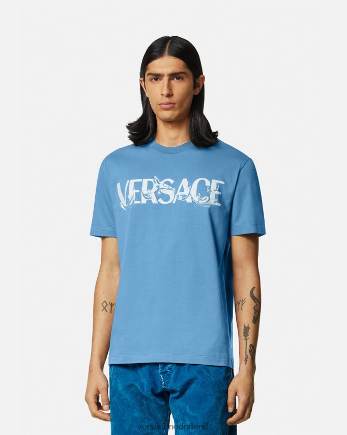 Versace Barocco silhouet logo t-shirt Heren lichtblauw kleding J2T4F41367