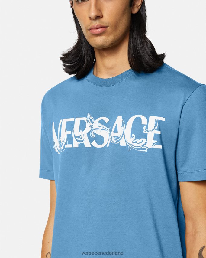 Versace Barocco silhouet logo t-shirt Heren lichtblauw kleding J2T4F41367