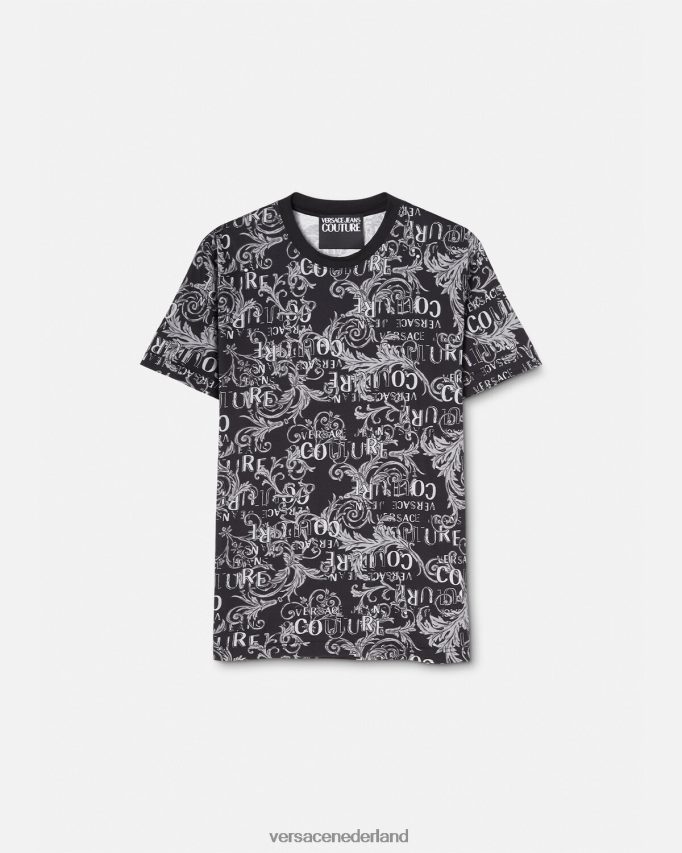 Versace Couture-T-shirt met logo Heren zwart en afdrukken kleding J2T4F42385