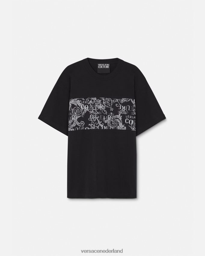 Versace Couture-T-shirt met logo Heren zwart en afdrukken kleding J2T4F42389