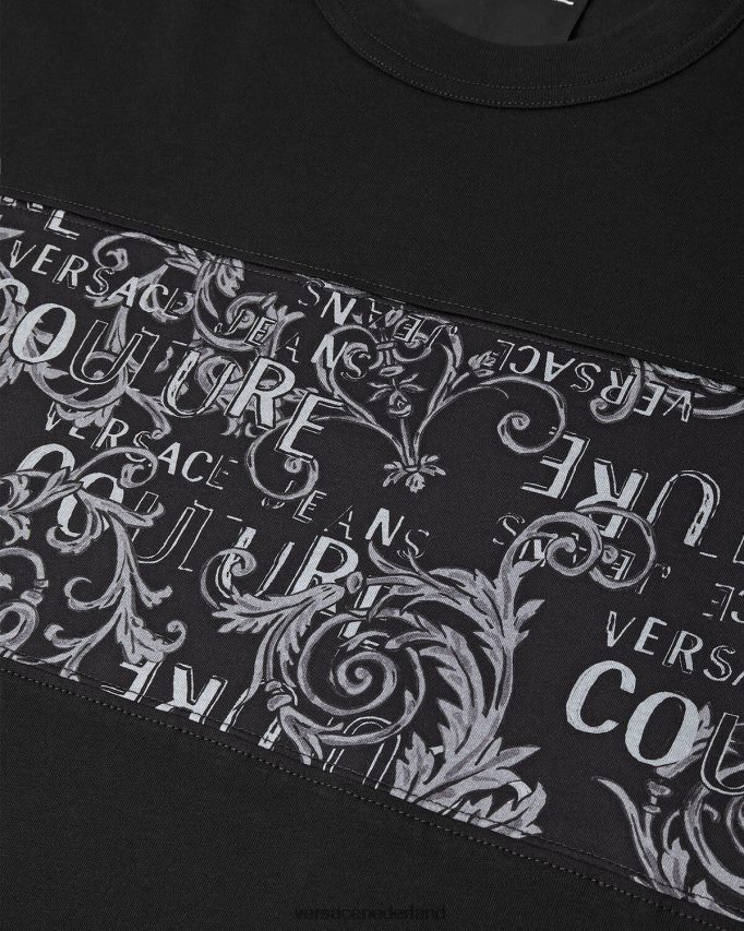 Versace Couture-T-shirt met logo Heren zwart en afdrukken kleding J2T4F42389