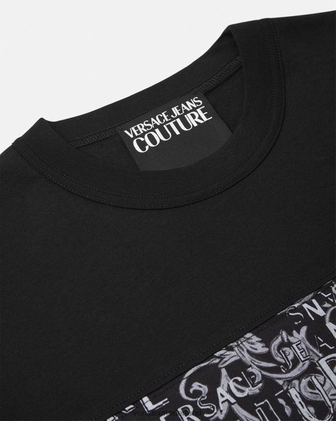 Versace Couture-T-shirt met logo Heren zwart en afdrukken kleding J2T4F42389