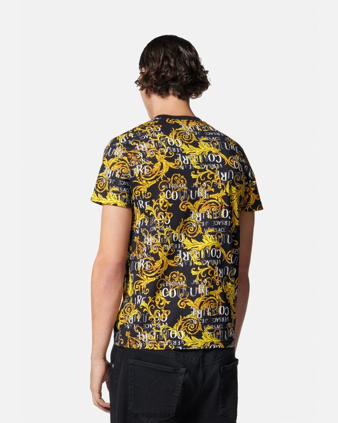 Versace Couture-T-shirt met logo Heren zwart goud kleding J2T4F42387