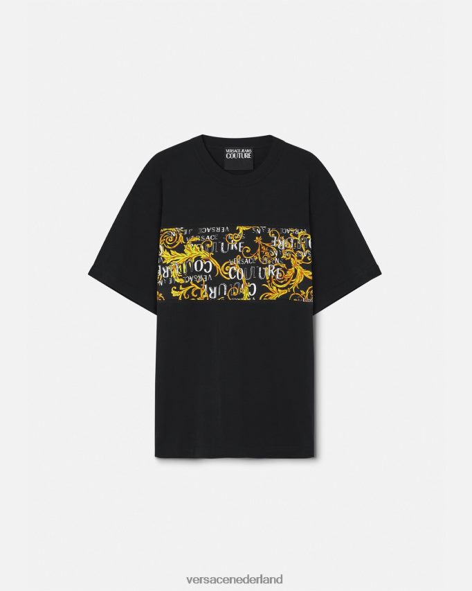 Versace Couture-T-shirt met logo Heren zwart goud kleding J2T4F42388