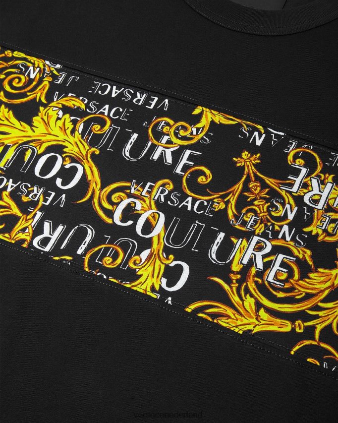 Versace Couture-T-shirt met logo Heren zwart goud kleding J2T4F42388