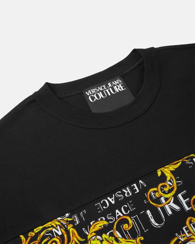 Versace Couture-T-shirt met logo Heren zwart goud kleding J2T4F42388