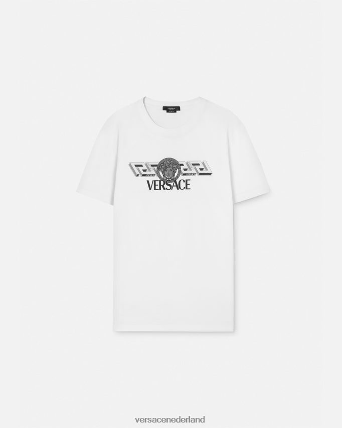 Versace T-shirt met La Greca-logo Heren wit kleding J2T4F41408