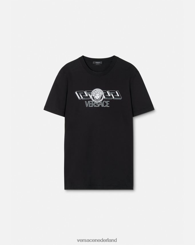 Versace T-shirt met La Greca-logo Heren zwart kleding J2T4F41409