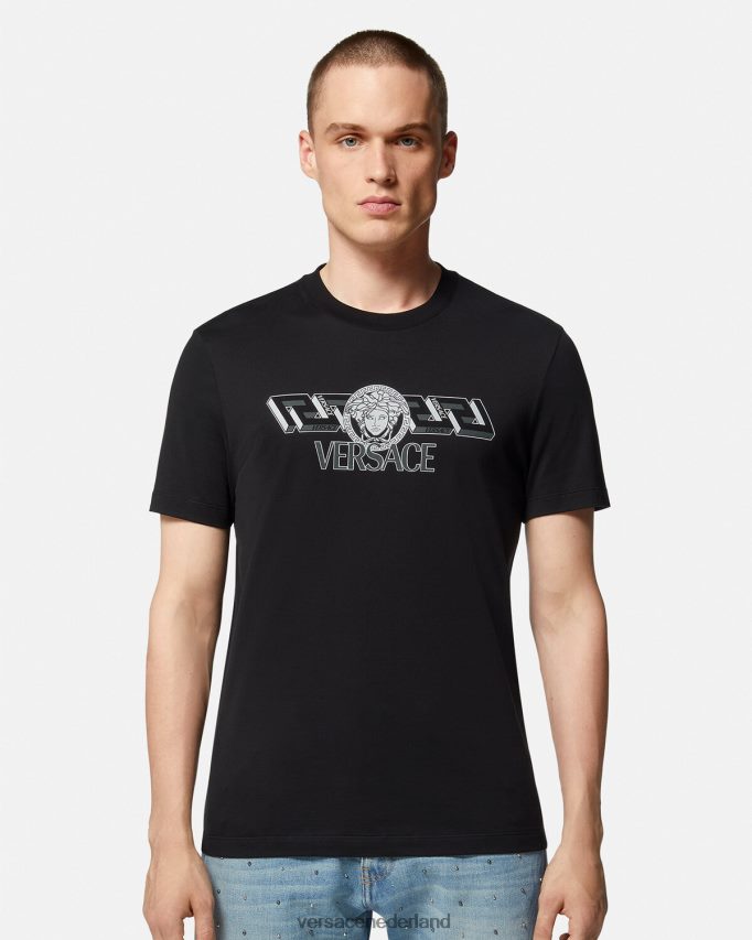 Versace T-shirt met La Greca-logo Heren zwart kleding J2T4F41409