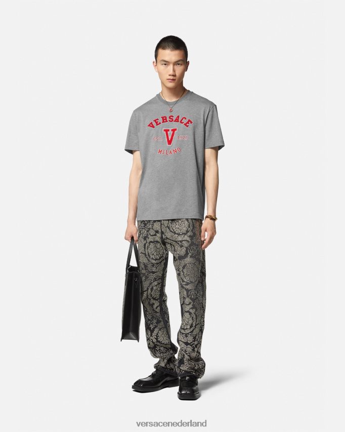 Versace T-shirt met Varsity-logo Heren grijs kleding J2T4F41403